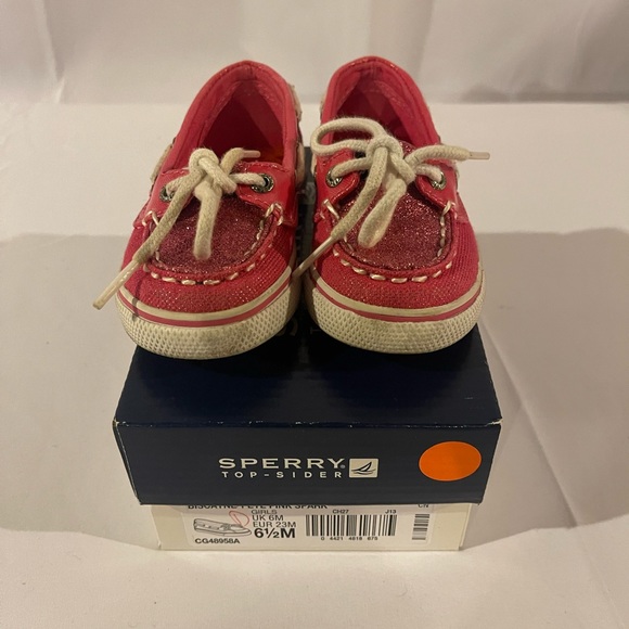 Sperry Top-Sider Biscayne 1 Eye Toddler Moc Toe Canvas Pink Boat Shoe Size 6.5M - Picture 7 of 8